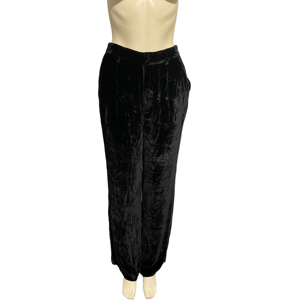 Reformation Wes Velvet Black Wide Leg Pants Trousers 4 NEW